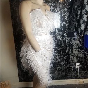 Feather white dress